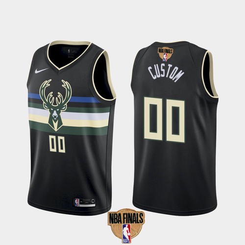 Men's Milwaukee Bucks Customized 2021 NBA Finals Black Statement Edition Stitched NBA Jersey